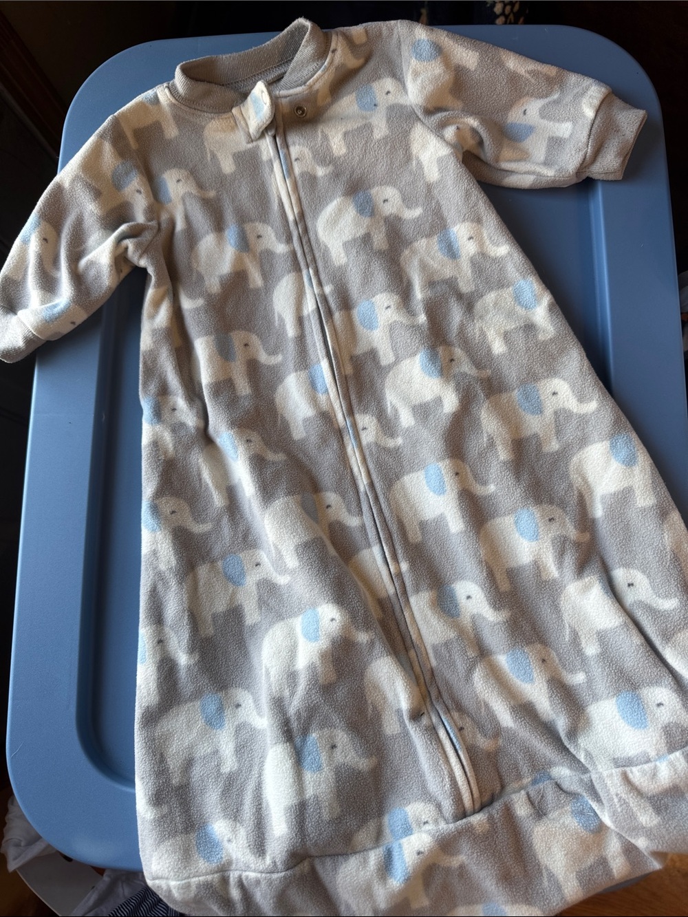 Carter's Gray and Light Blue Elephant Fleece Sleep Sack